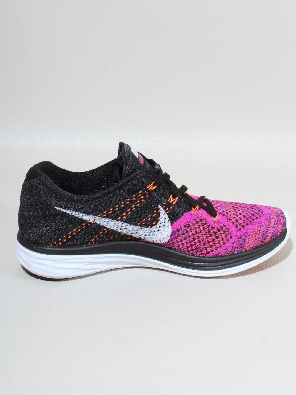 Womens Nike Flyknit Lunar 3 Sz 8.5 Pink & Black 698182-006 Running Shoes